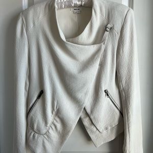 Helmet Lang ivory cropped jacket with leather trim